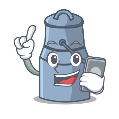 Telefon ile süt karikatür karakter