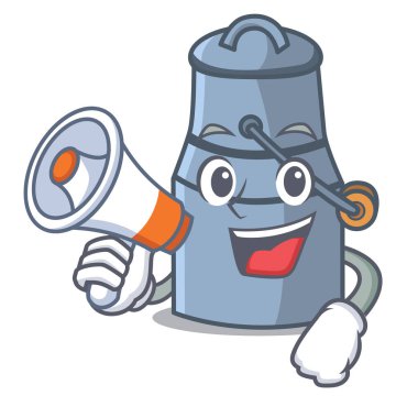 Megafon ile süt karikatür karakter