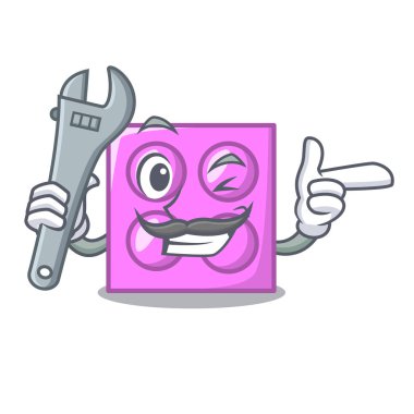 Mekanik oyuncak tuğla maskot çizgi film