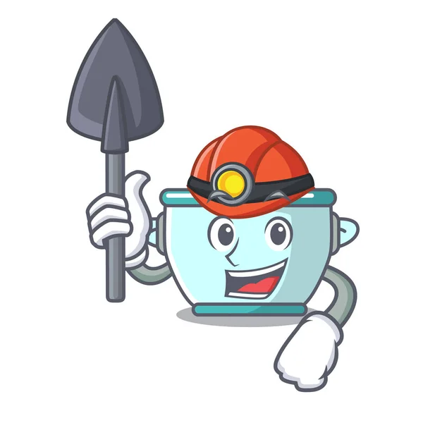 Miner stål potten maskot tecknad — Stock vektor