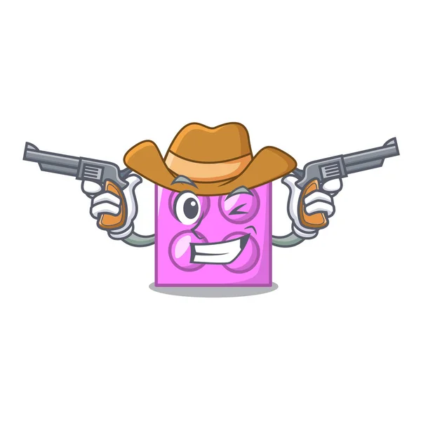 Cowboy Spielzeug Ziegelstein Charakter Cartoon Vektor Illustration — Stockvektor