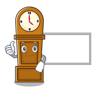 Başparmak yukarıya kurulu dedesi saat karakter karikatür ile