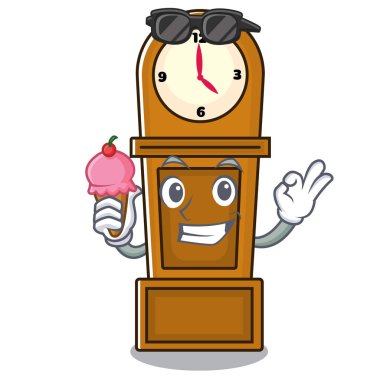 Dondurma dedesi saat karakter karikatür ile