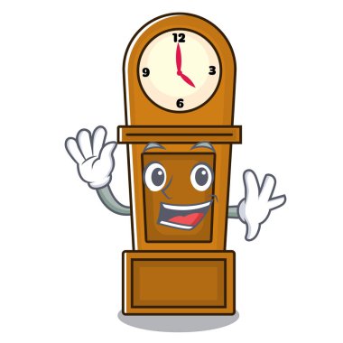 Dedesi saat karakter karikatür sallayarak