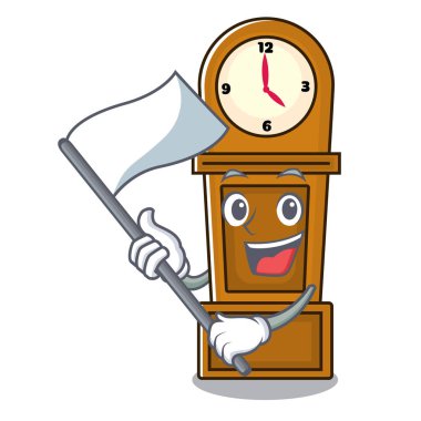 Bayrak dedesi saat maskot karikatür vektör çizim ile