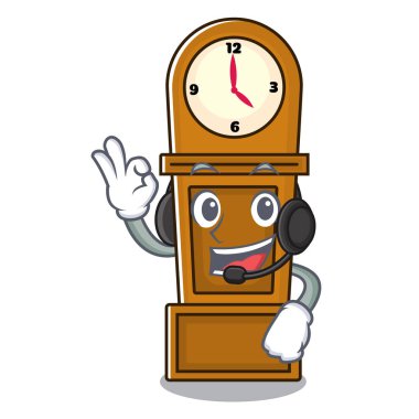 Kulaklık dedesi saat maskot karikatür ile