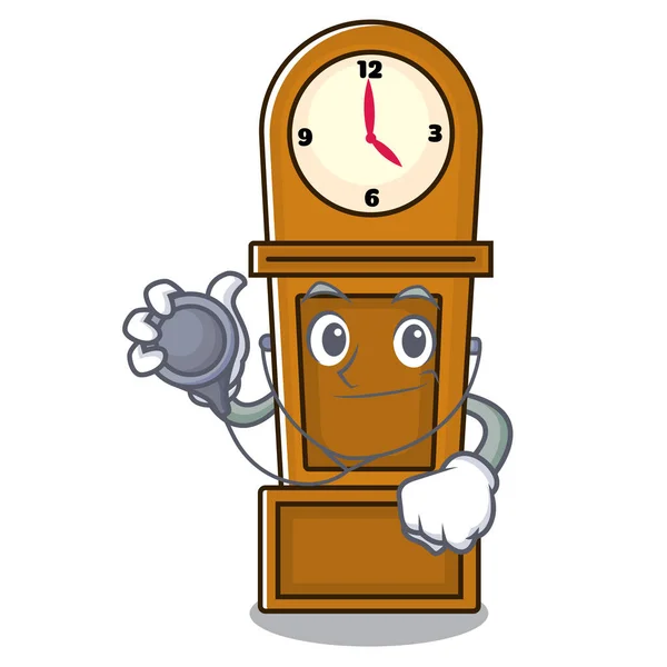 Doctor abuelo reloj personaje de dibujos animados — Vector de stock
