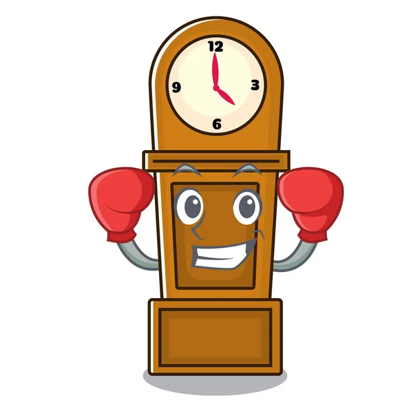 Boxe avô relógio personagem desenho animado — Vetor de Stock