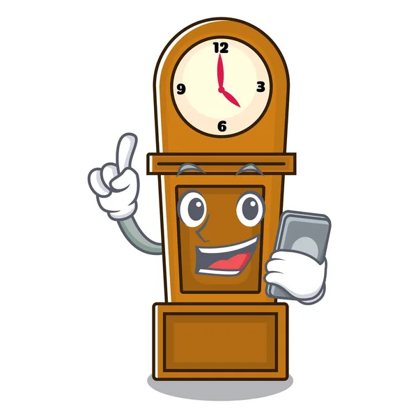 Com telefone avô relógio personagem desenhos animados — Vetor de Stock