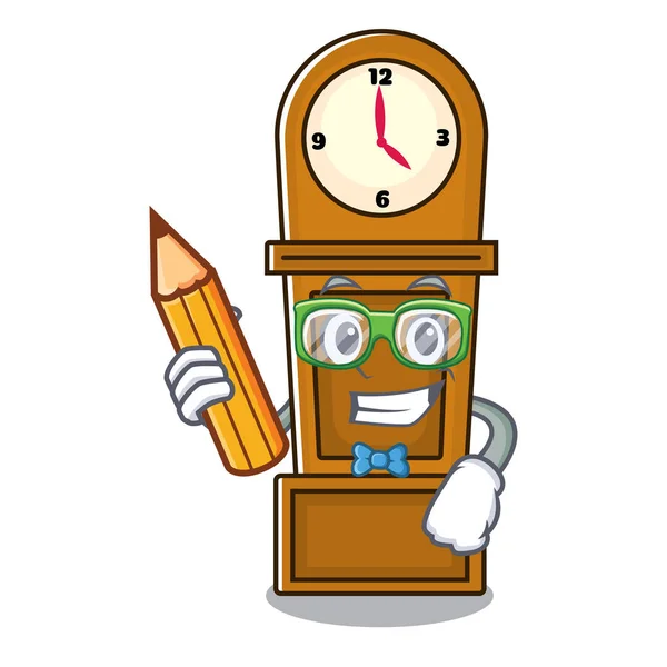 Student grandfather clock character cartoon — Stock Vector