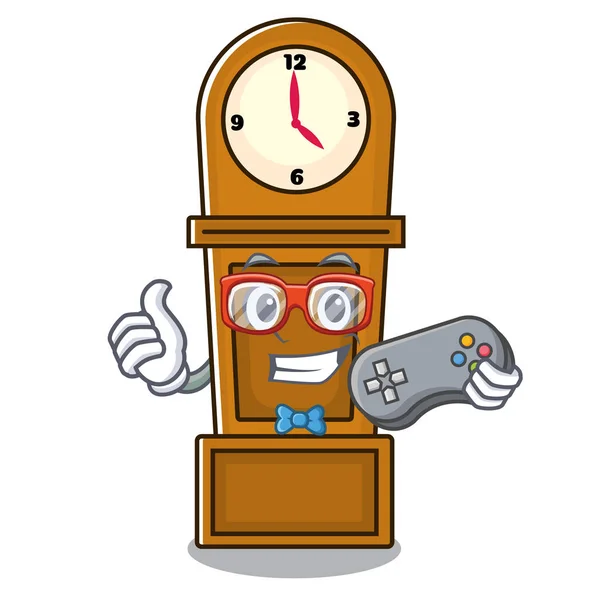 Gamer abuelo reloj mascota dibujos animados — Archivo Imágenes Vectoriales