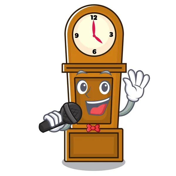 Cantando nonno orologio mascotte cartone animato — Vettoriale Stock