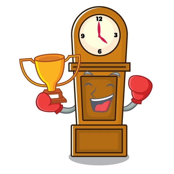 Boxsieger Opa Uhr Maskottchen Cartoon — Stockvektor