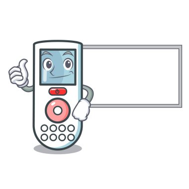 Başparmak yukarıya kurulu uzaktan kumanda karakter karikatür vektör çizim ile