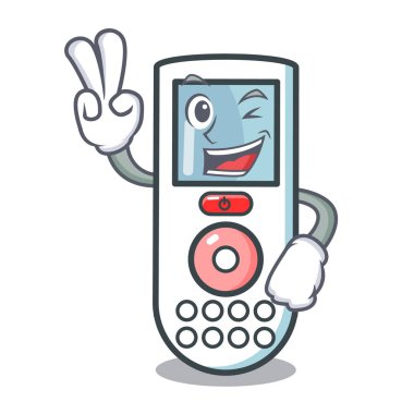 Uzaktan kumanda karakter karikatür vektör çizim iki parmak