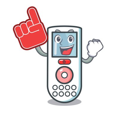 Köpük parmak uzaktan kumanda maskot karikatür vektör çizim