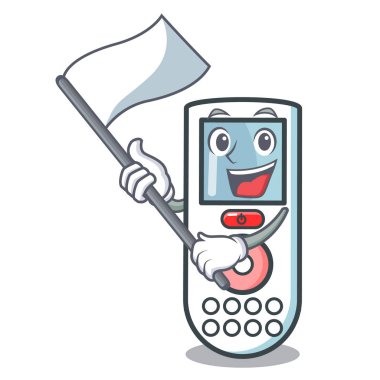 Bayrak uzaktan kumanda maskot karikatür ile