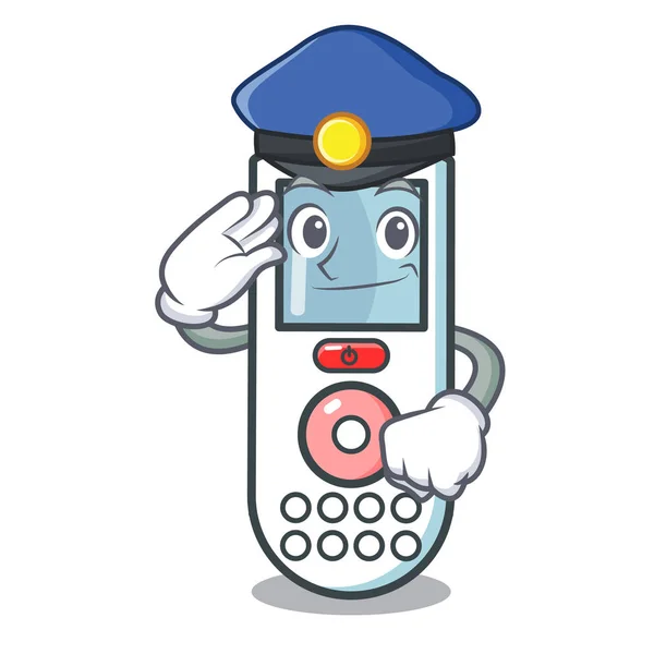 Policía de control remoto personaje de dibujos animados — Vector de stock