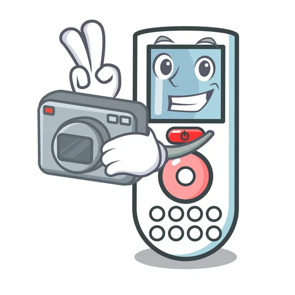 Fotógrafo de control remoto mascota de dibujos animados — Vector de stock