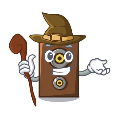 Cadı hoparlör maskot karikatür tarzı