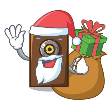 Noel Baba hediye hoparlör maskot karikatür tarzı ile