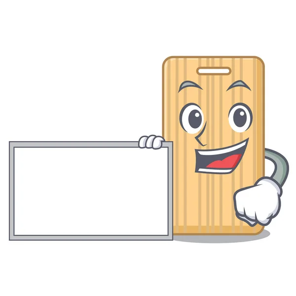 Con cartone tagliere in legno personaggio cartone animato — Vettoriale Stock
