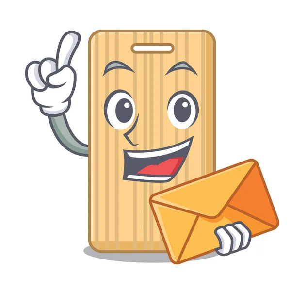 With envelope wooden cutting board character cartoon — Stock Vector