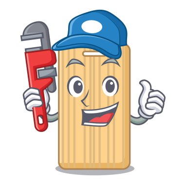 Tesisatçı ahşap kesme tahtası maskot çizgi film