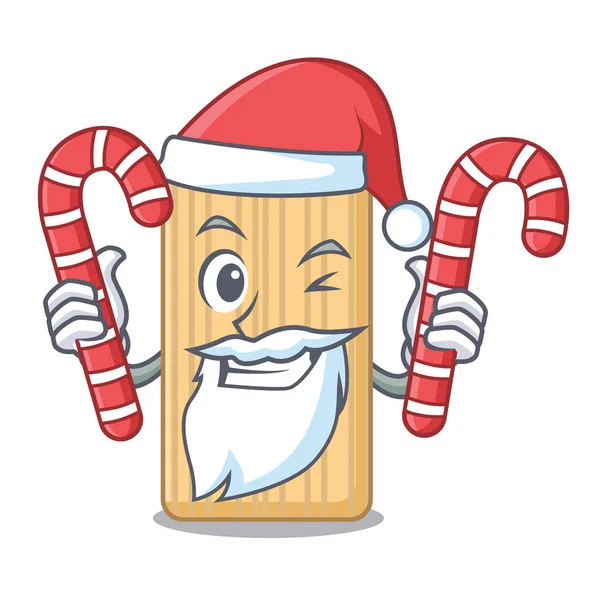 Santa con caramelo de madera tabla de cortar la mascota de dibujos animados — Vector de stock