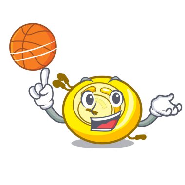 Basketbol ile Cd çalar karakter karikatür vektör çizim