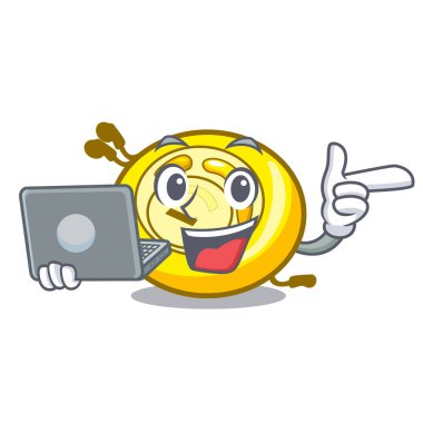 Laptop Cd çalar karakter karikatür vektör çizim ile