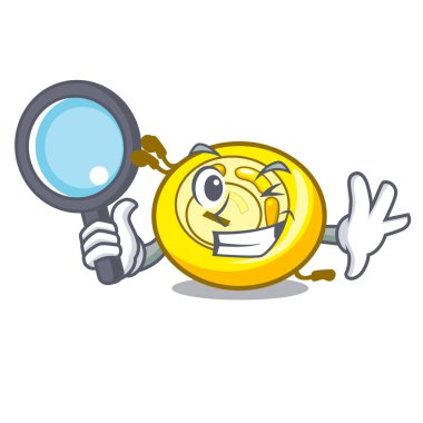 Dedektif Cd çalar karakter karikatür vektör çizim