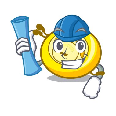 Mimar Cd çalar karakter karikatür vektör çizim