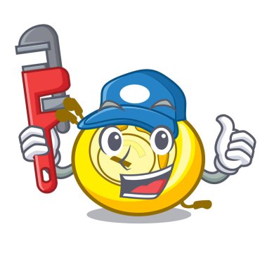 Tesisatçı Cd çalar maskot karikatür vektör çizim