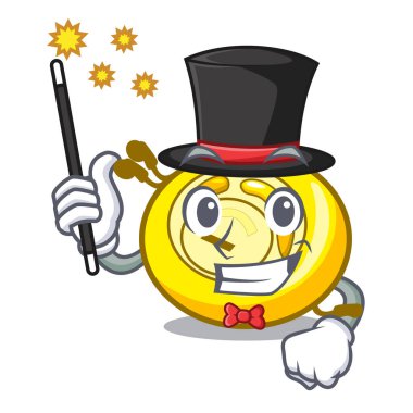 Sihirbaz Cd çalar maskot karikatür vektör çizim