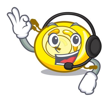 Kulaklık ile Cd çalar maskot karikatür vektör çizim