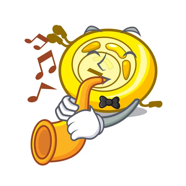 Trumpet Player Mascot Cartoon Vector Illustration — Stock Vector