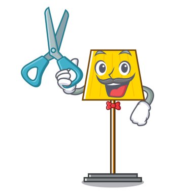 Zemin lamba karakter karikatür vektör çizim berber