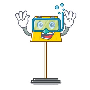 Dalış zemin lamba karakter karikatür vektör çizim