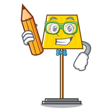 Öğrenci zemin lamba karakter karikatür vektör çizim