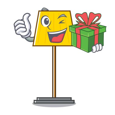 Hediye zemin lamba maskot karikatür vektör çizim ile