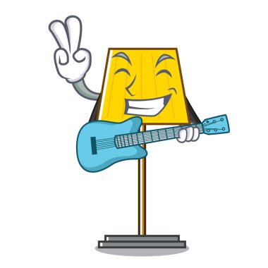 Gitar zemin lamba maskot karikatür vektör çizim ile