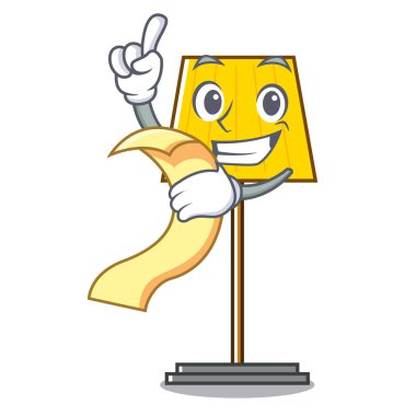 Menü zemin lamba maskot karikatür vektör çizim ile