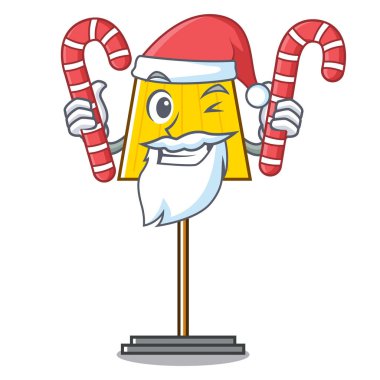 Santa şeker zemin lamba maskot karikatür vektör çizim ile
