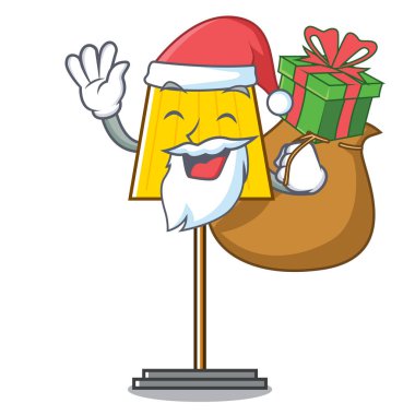 Noel Baba hediye zemin lamba maskot karikatür vektör çizim ile