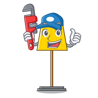 Tesisatçı zemin lamba maskot karikatür vektör çizim