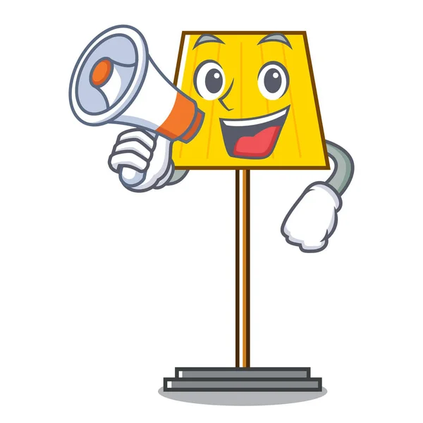 Mit Megafon Stehlampe Charakter Cartoon Vektor Illustration — Stockvektor