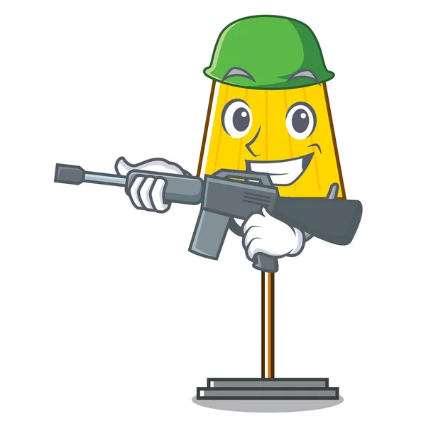 Army Floor Lamp Character Cartoon Vector Illustration — Stock Vector