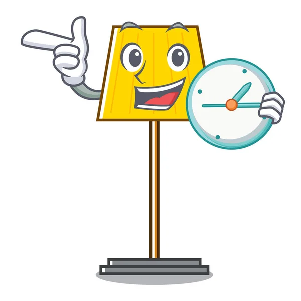 Com Relógio Lâmpada Assoalho Personagem Cartoon Vetor Ilustração —  Vetores de Stock