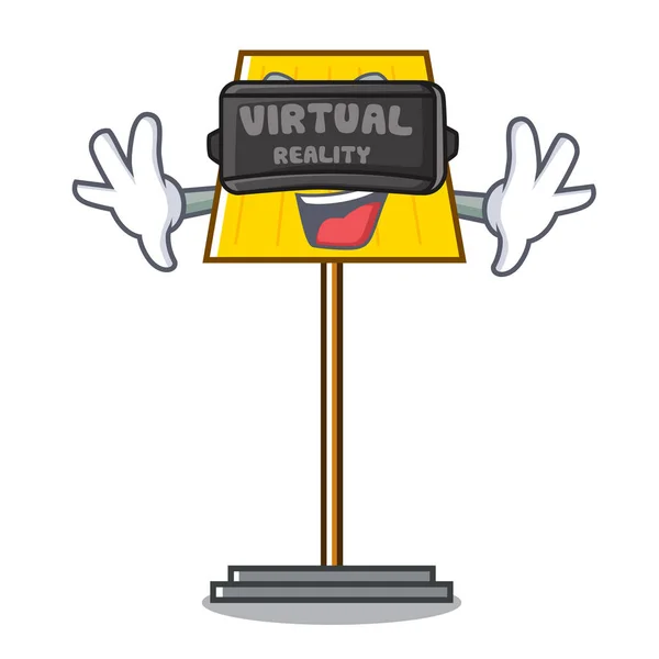 Realidade Virtual Lâmpada Assoalho Mascote Cartoon Vetor Ilustração — Vetor de Stock